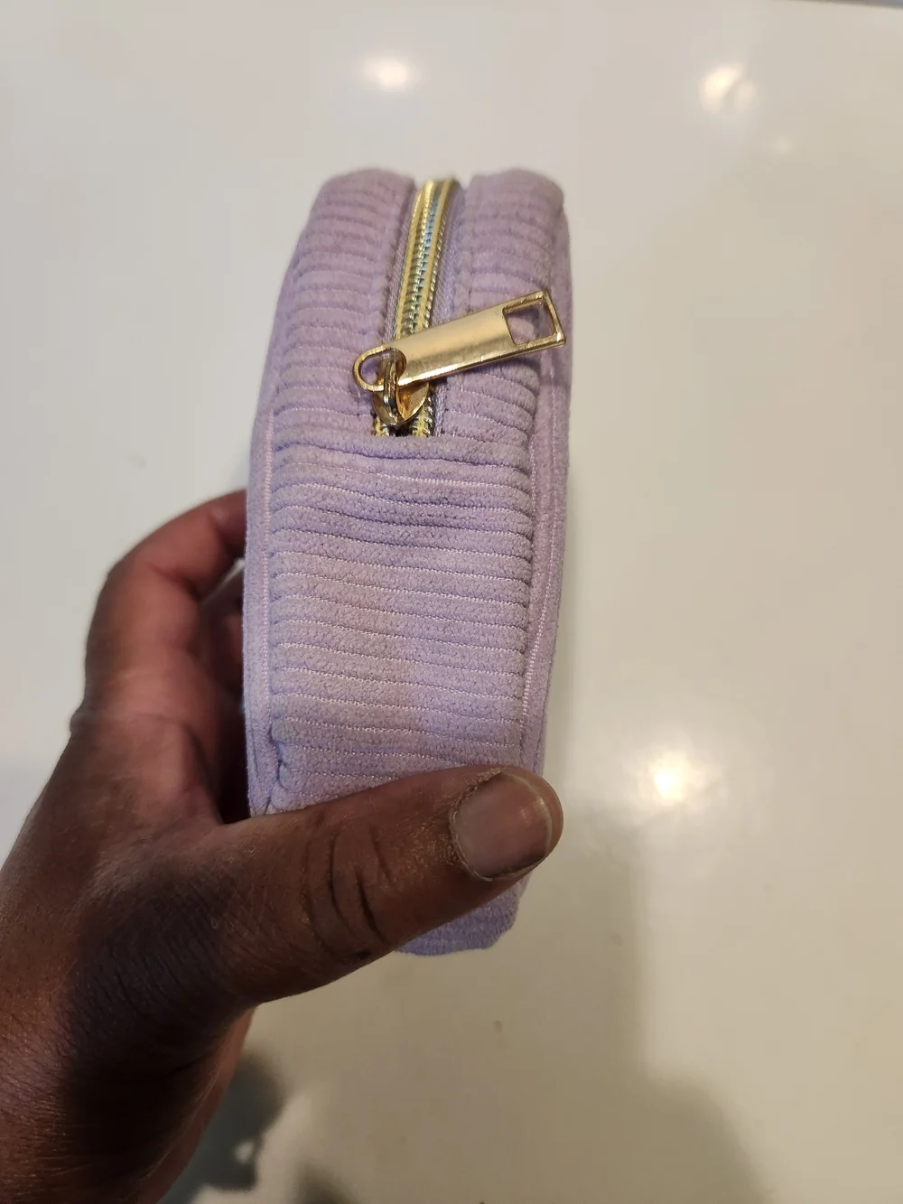 Source Unknown Lavender Corduroy Kids Pouch with Rainbow Patch